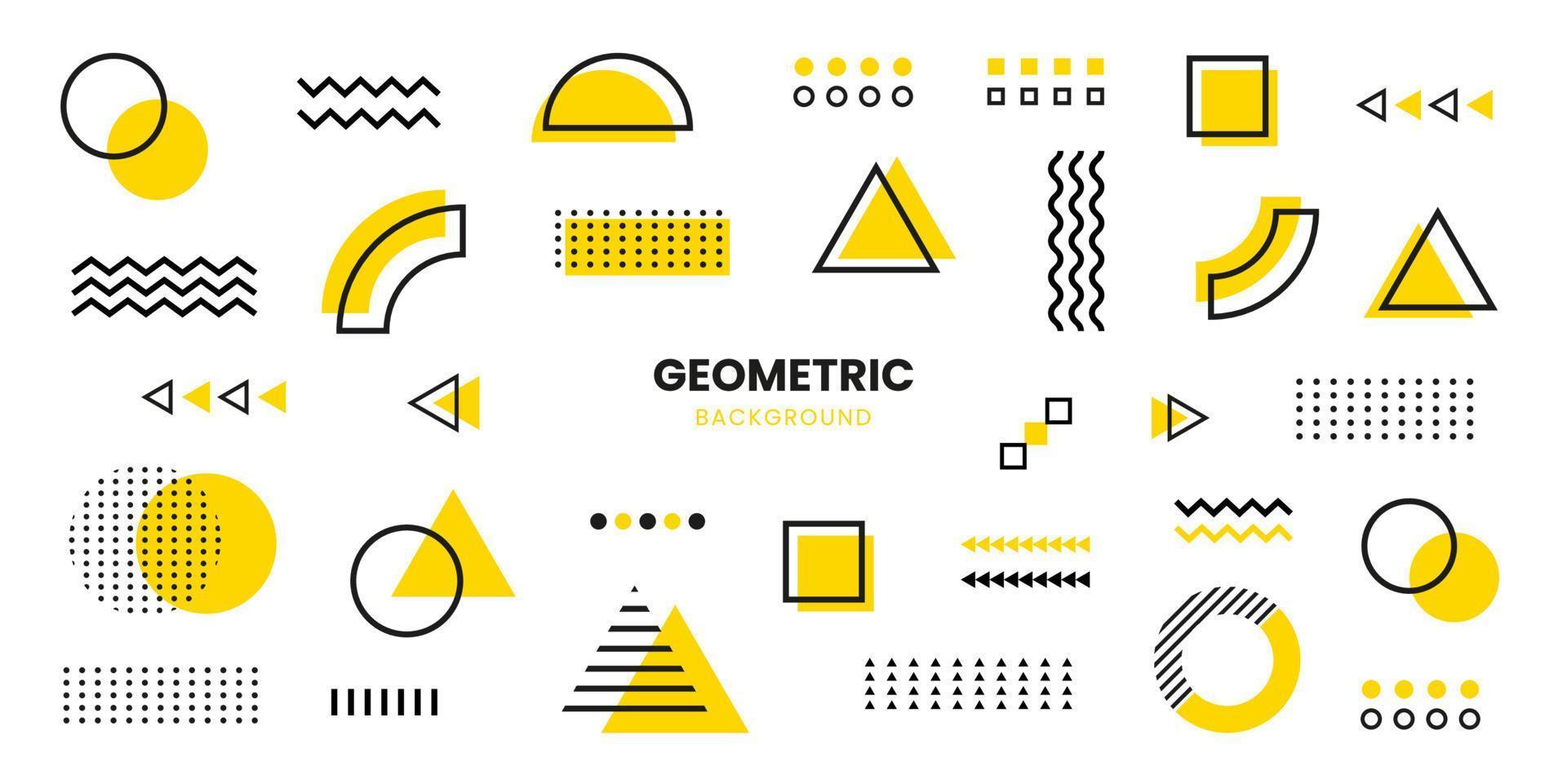 schwarzer und gelber geometrischer hintergrund. minimales Cover-Template-Design für das Web. moderner abstrakter Hintergrund mit geometrischen Formen und Linien. vektor