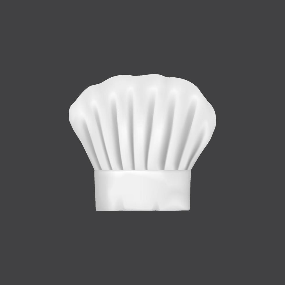 realistisk kock hatt, laga mat vit keps och bagare toque vektor