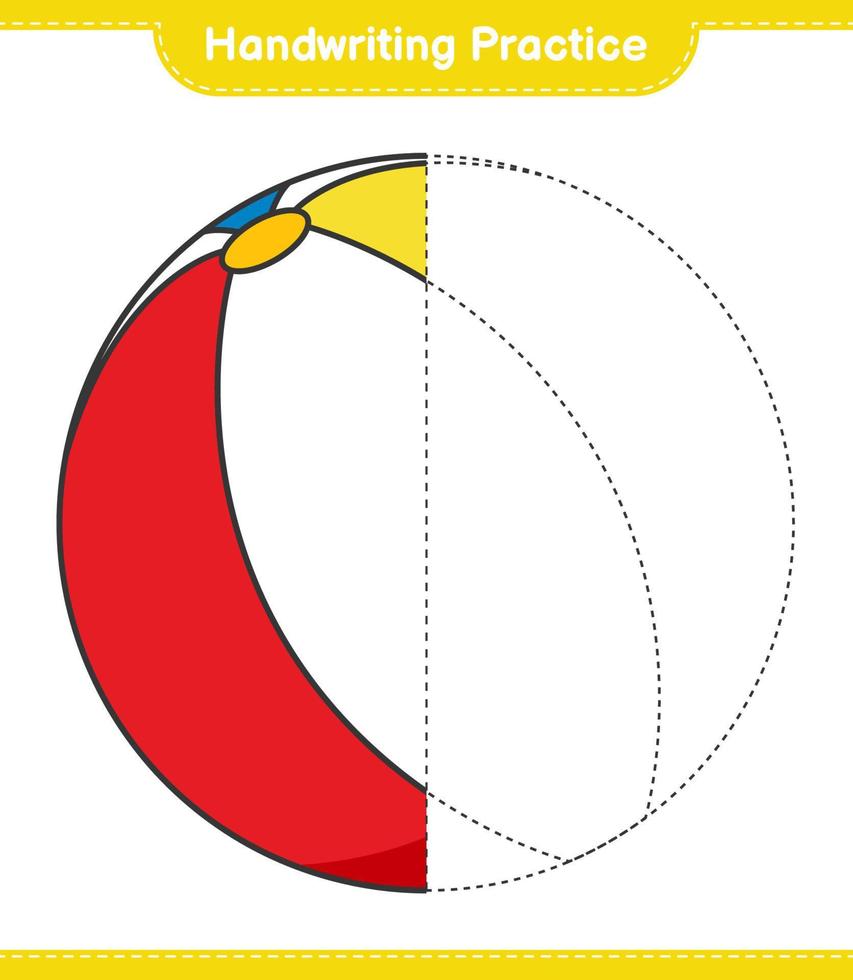 Handschrift üben. Linien des Wasserballs verfolgen. pädagogisches kinderspiel, druckbares arbeitsblatt, vektorillustration vektor