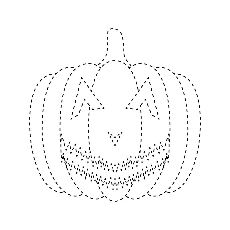Halloween-Kürbis-Tracing-Arbeitsblatt für Kinder vektor