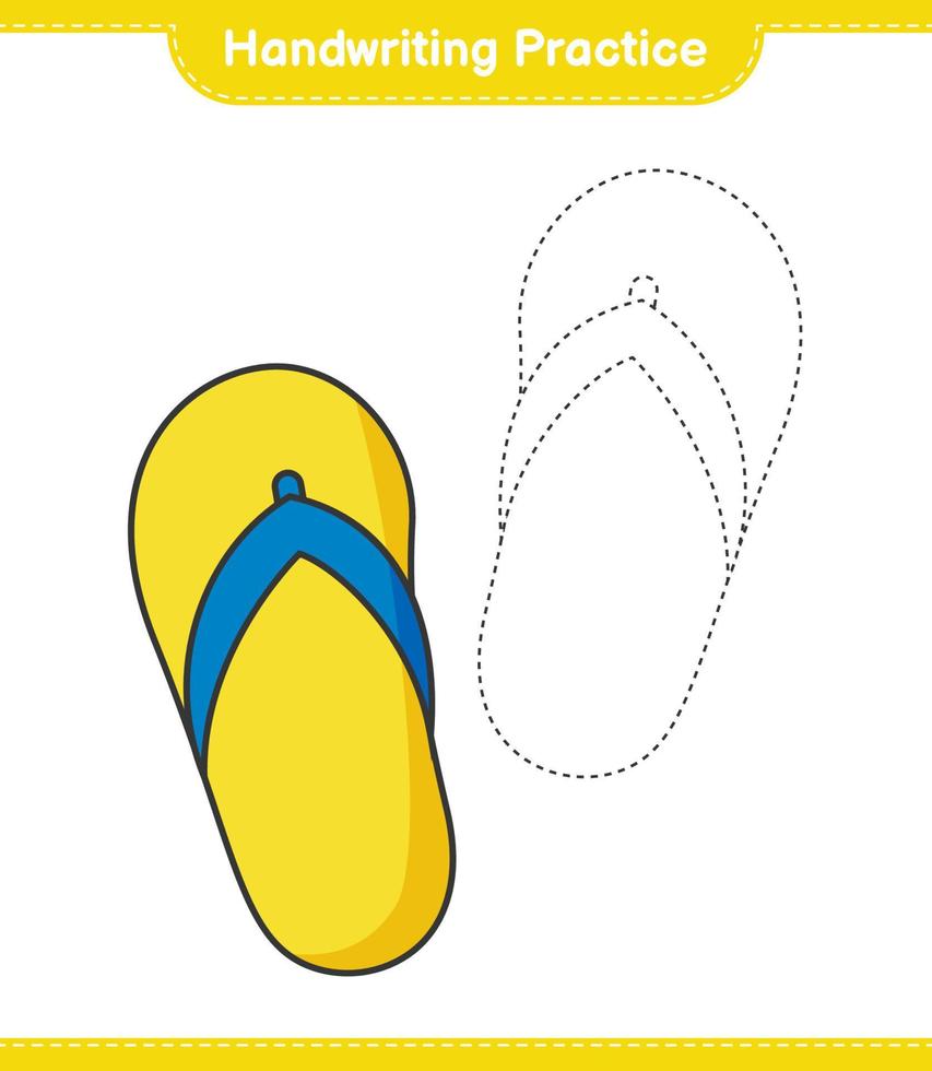 Handschrift üben. Verfolgen von Linien von Flip-Flops. pädagogisches kinderspiel, druckbares arbeitsblatt, vektorillustration vektor