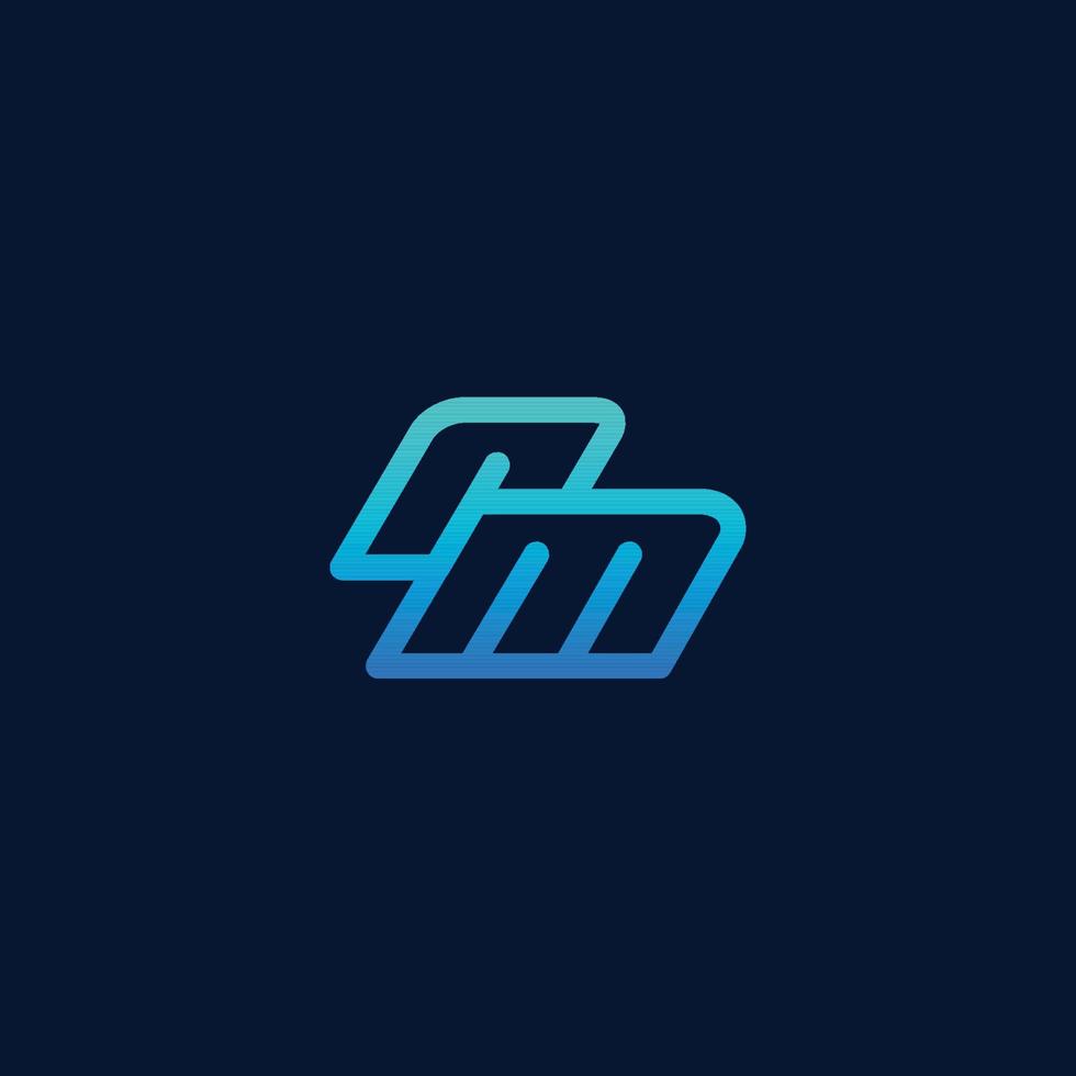 första brev rm logotyp, med mörk blå bakgrund. modern linje logotyp design begrepp mall vektor