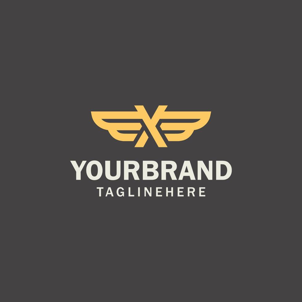 luxus goldener flügel logo design konzept anfangsbuchstabe x. Alphabet-Logo-Design-Vorlage vektor