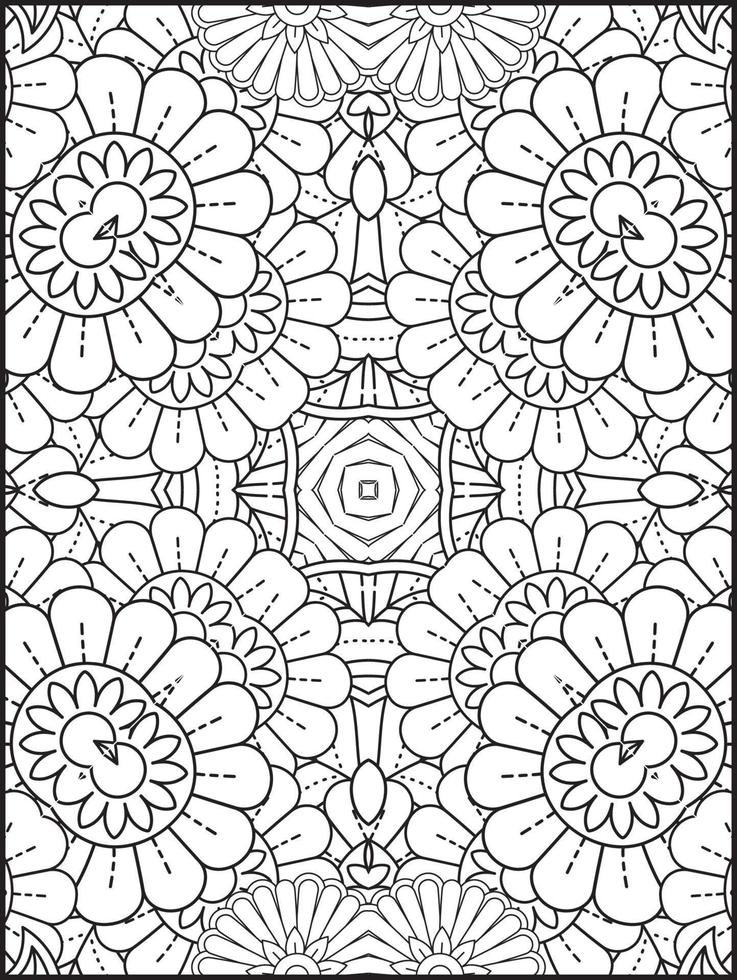 blomma dekorativ prydnad i etnisk orientalisk stil, klotter prydnad, översikt hand dra. färg bok sida. blomma mandala färg bok sida. vuxen färg sida. vektor