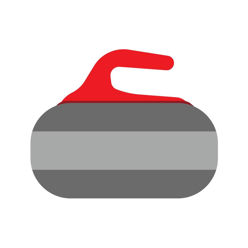 Curling-Stein rot isoliert Ausrüstung Ballsport Vektor-Symbol. spiel winter fels granit griff kugel club silhouette vektor