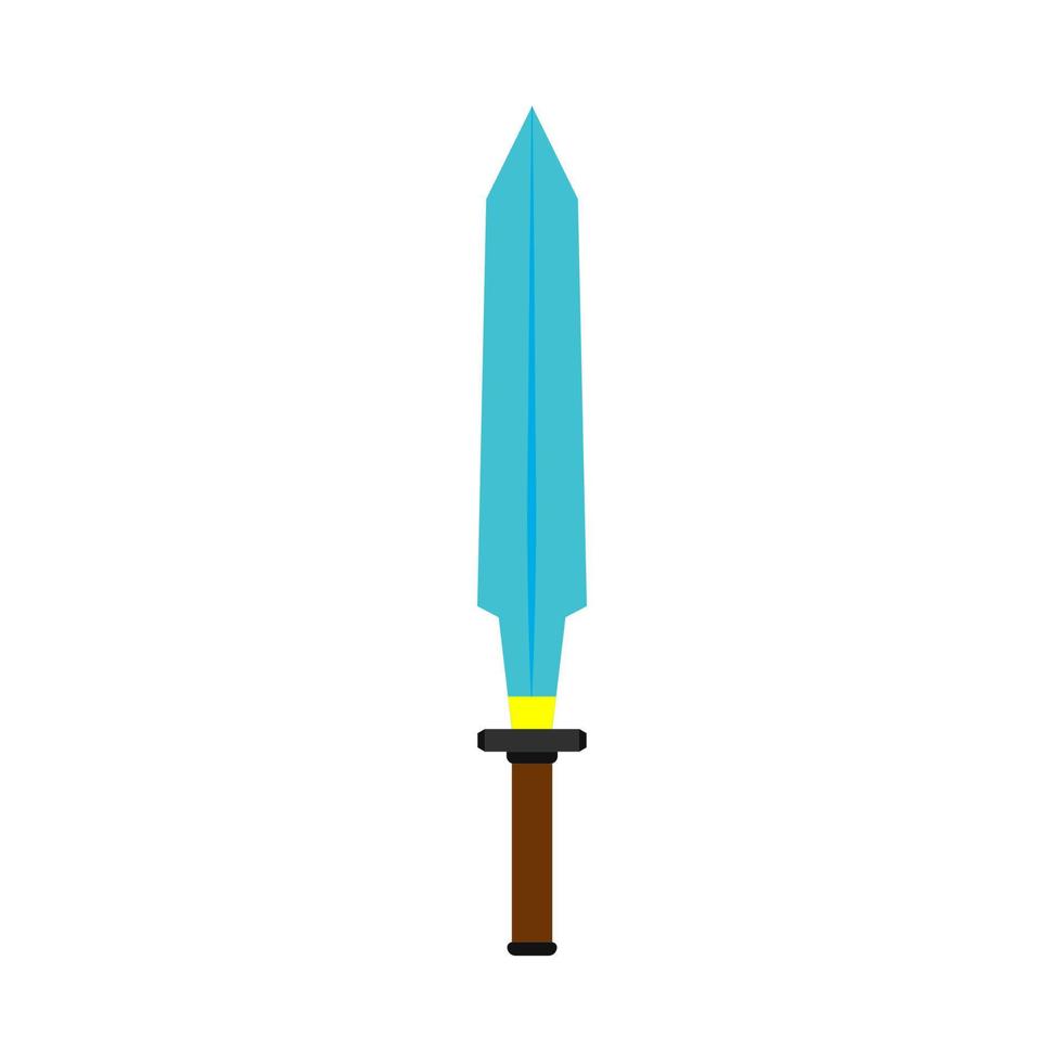 Spiel Schwert isoliert Vintage-Emblem-Vektor-Symbol. Märchenmacht königliche Waffe vektor
