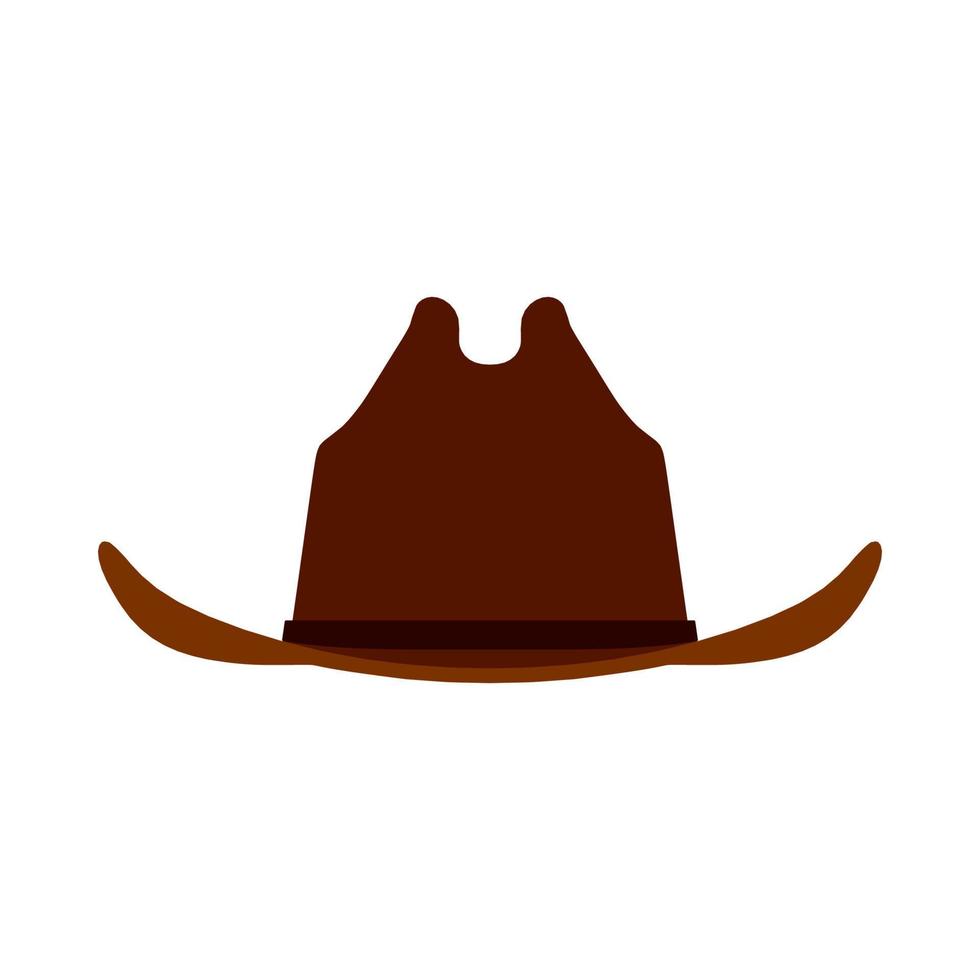 Cowboyhut braun Vorderansicht Symbol. Person männlich traditionelle Bauernkleidung Western Rodeo Sheriff Silhouette. vektor