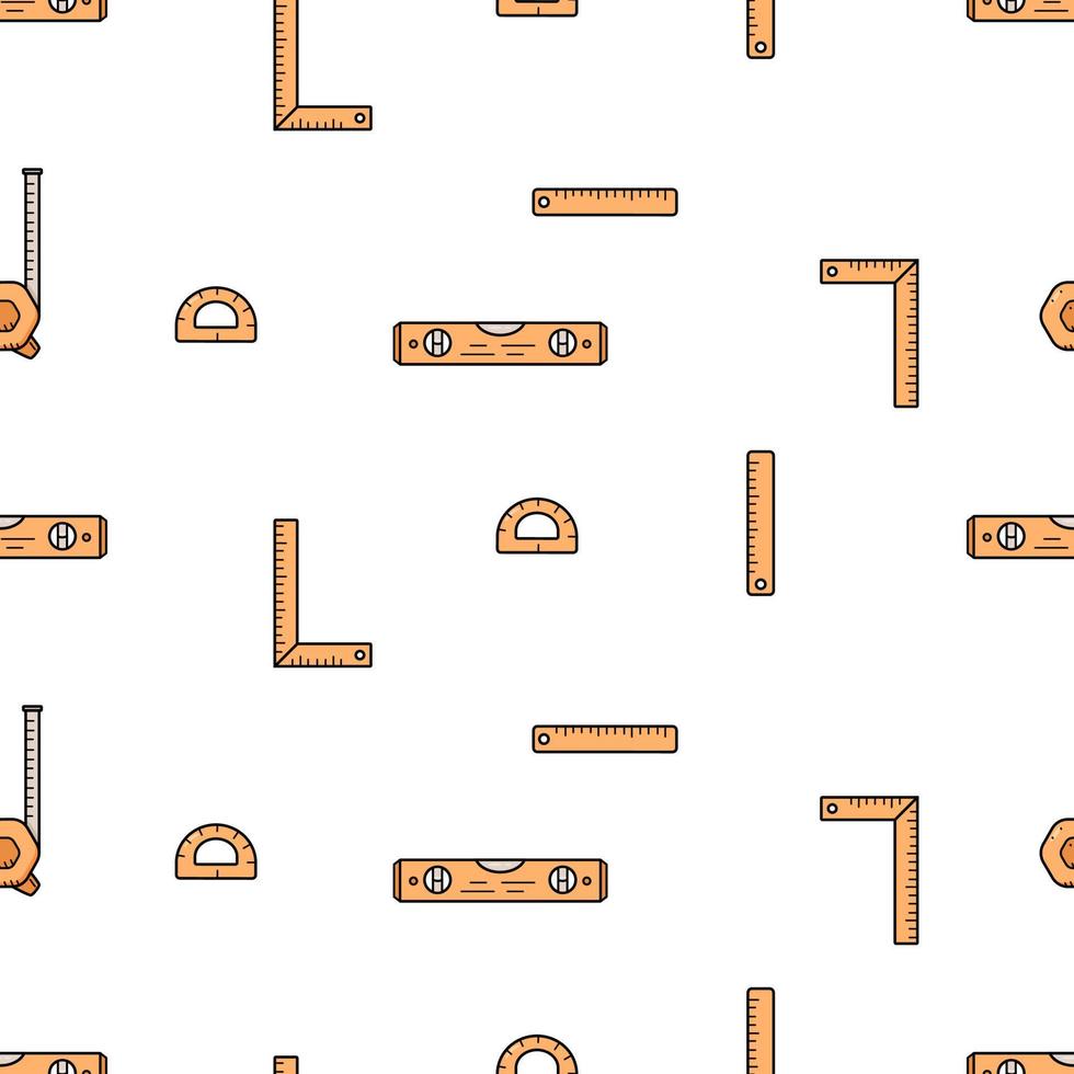 nahtlose musterkonstruktionsebene, lineal, roulettezentimeter. Doodle-Set von Messwerkzeugen, Vektorillustration vektor