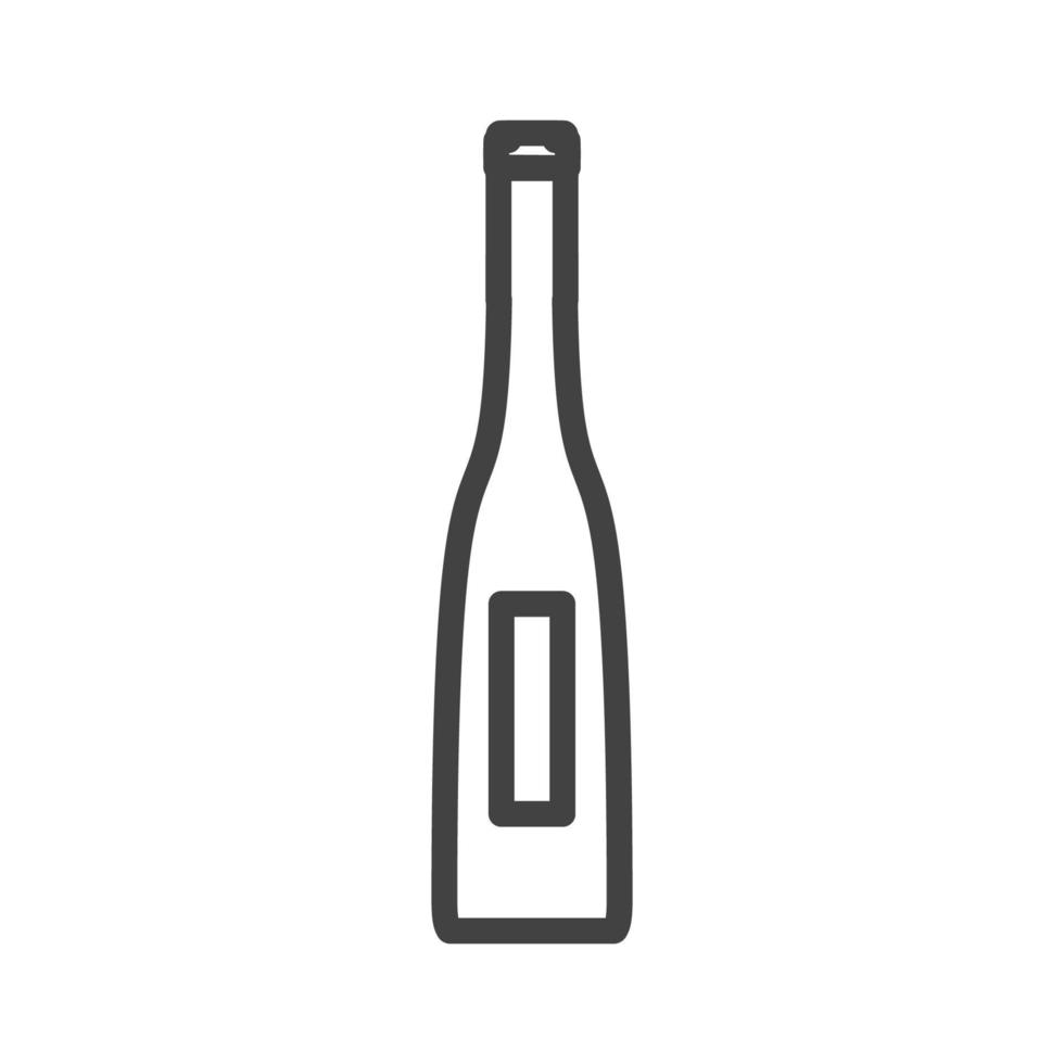 Flasche Glas Getränk Vektor Illustration Symbol. Getränkesymbol für flüssige Kunststoffbehälter und Etikettenobjekt für Alkoholbars. lebensmittelgrafikzeichen soda oder bier isoliert weiß. Umriss Produkt Silhouette leere Kneipe