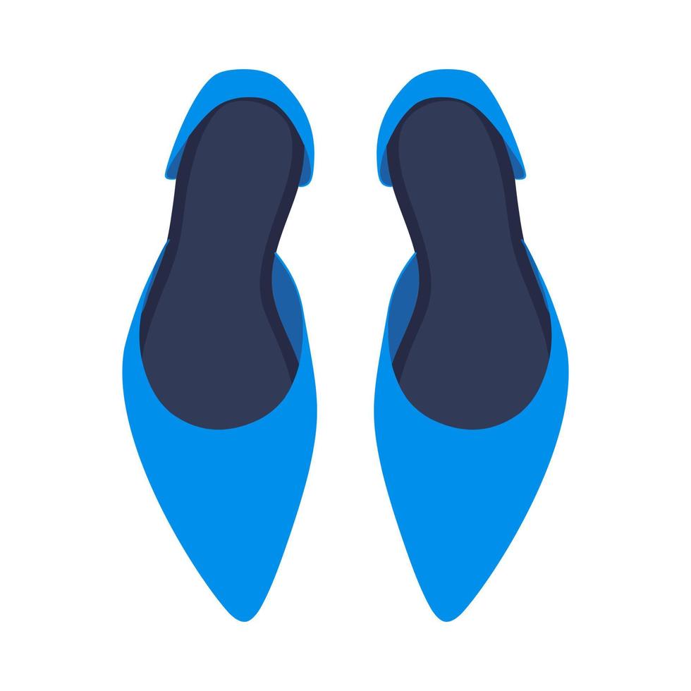 High Heel blau schöne Fußschuhe tragen. feminine trendige modeaccessoires flache draufsicht. Liebe sexy langes Modell Vektorsymbol oben vektor