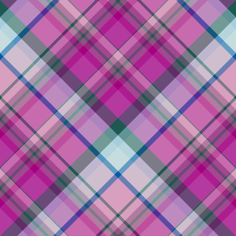 Nahtloses Muster in stilvollen hellen und leuchtend rosa, blauen und grünen Farben für Plaid, Stoff, Textil, Kleidung, Tischdecke und andere Dinge. Vektorbild. 2 vektor