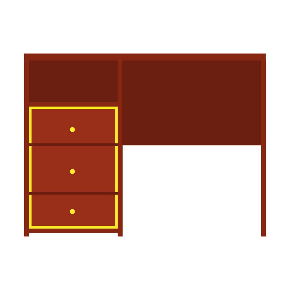Tabelle Seitenansicht Vektorsymbol Möbel isoliert Innenraum. geschäft leeres element schreibtisch aus holz werben. Zimmer mit Cartoon-Dekor vektor