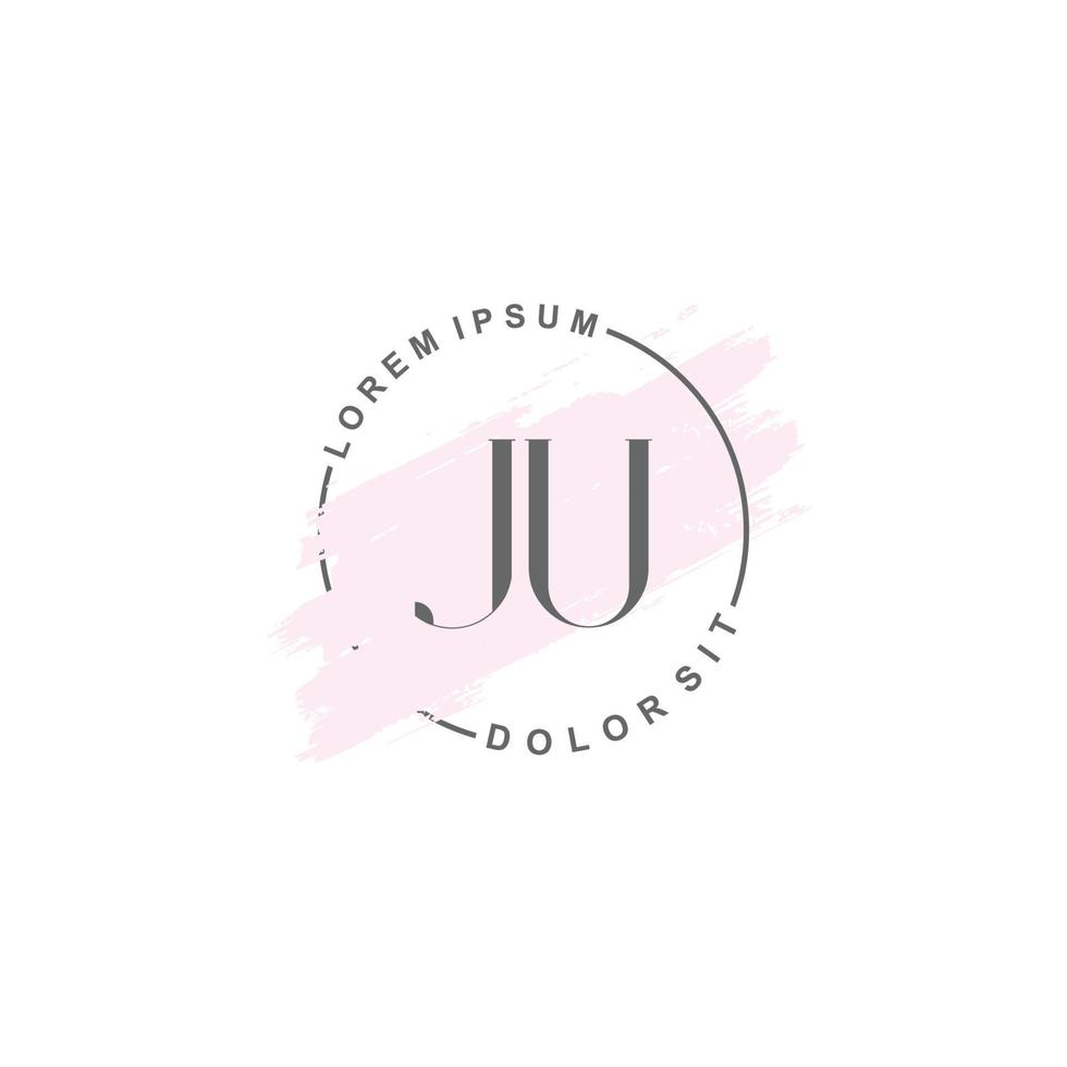 anfängliches ju-minimalistisches logo mit pinsel, anfängliches logo für unterschrift, hochzeit, mode. vektor