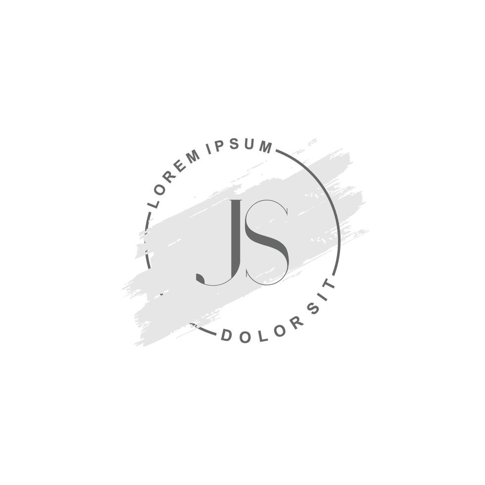 anfängliches js-minimalistisches logo mit pinsel, anfängliches logo für unterschrift, hochzeit, mode. vektor