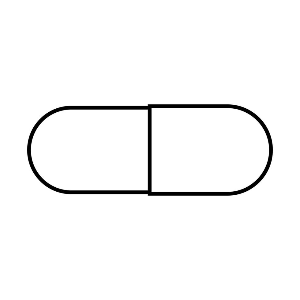 piller medicin läkemedel vektor ikon illustration översikt. medicinsk vitamin vård symbol apotek hälsa kapsel tecken isolerat vit linje tunn