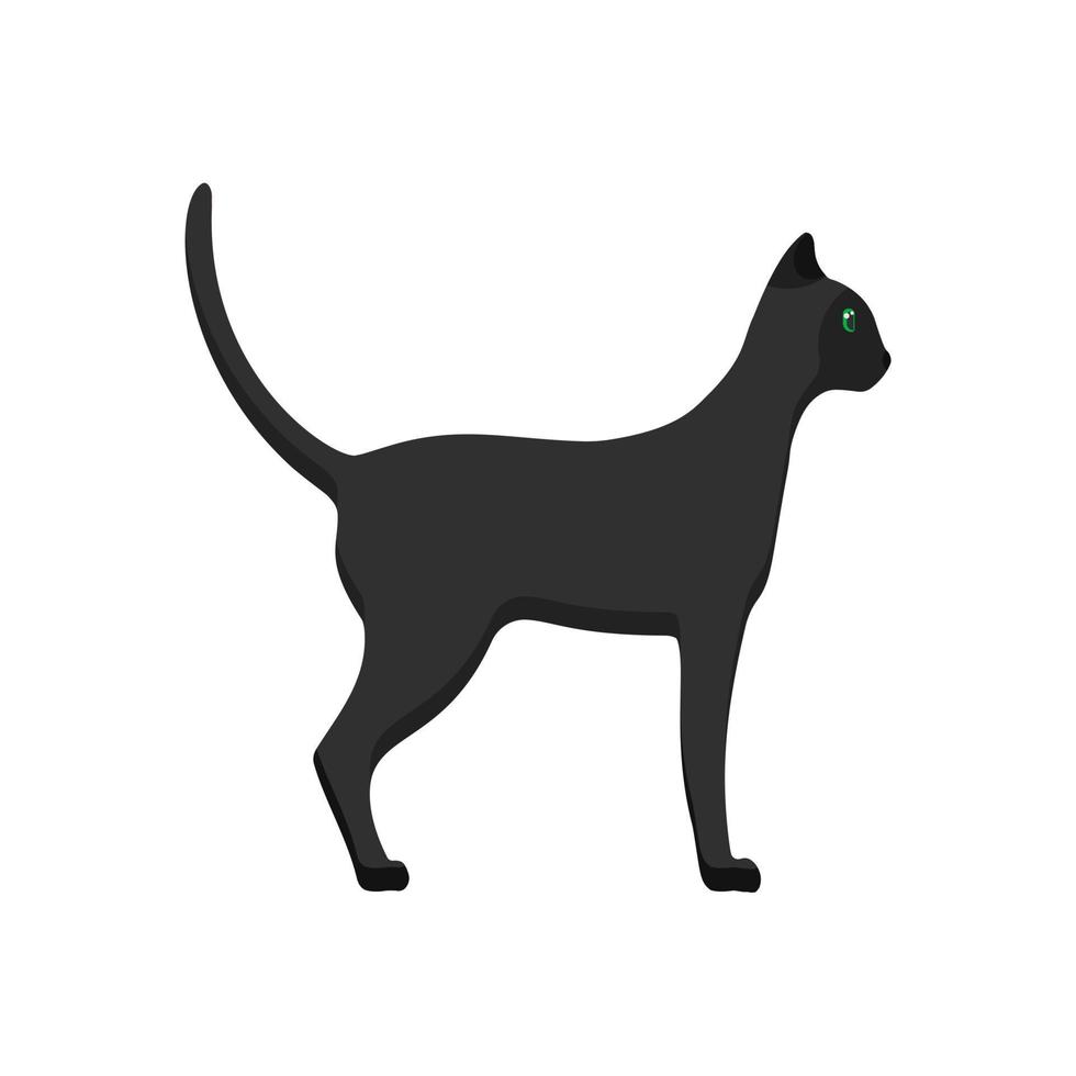 katt sida se vektor ikon djur- tecknad serie illustration. svart sällskapsdjur isolerat svans pott. grafisk gående platt däggdjur
