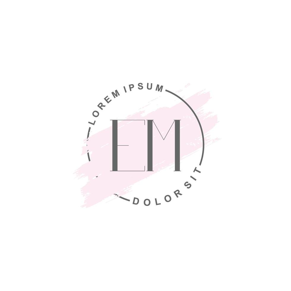 initiales em minimalistisches logo mit pinsel, initiales logo für unterschrift, hochzeit, mode, schönheit und salon. vektor