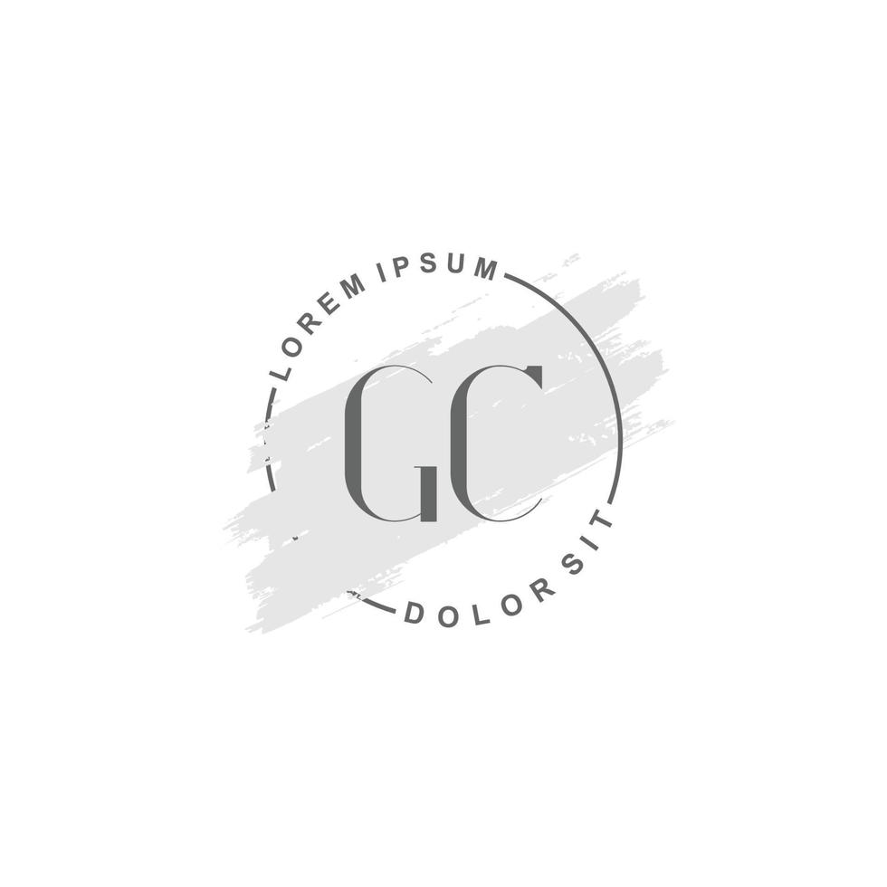 första gc minimalistisk logotyp med borsta, första logotyp för signatur, bröllop, mode, skönhet och salong. vektor