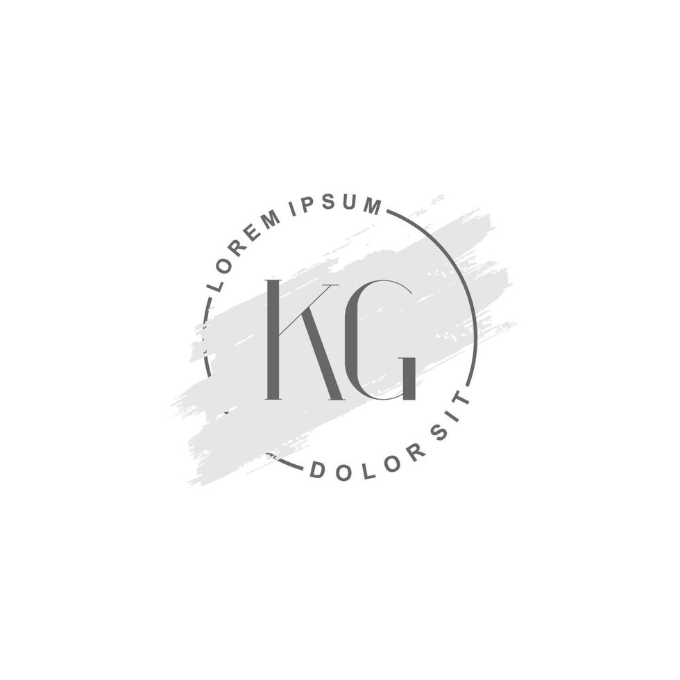 Anfangs-kg minimalistisches Logo mit Pinsel, Anfangslogo für Unterschrift, Hochzeit, Mode. vektor