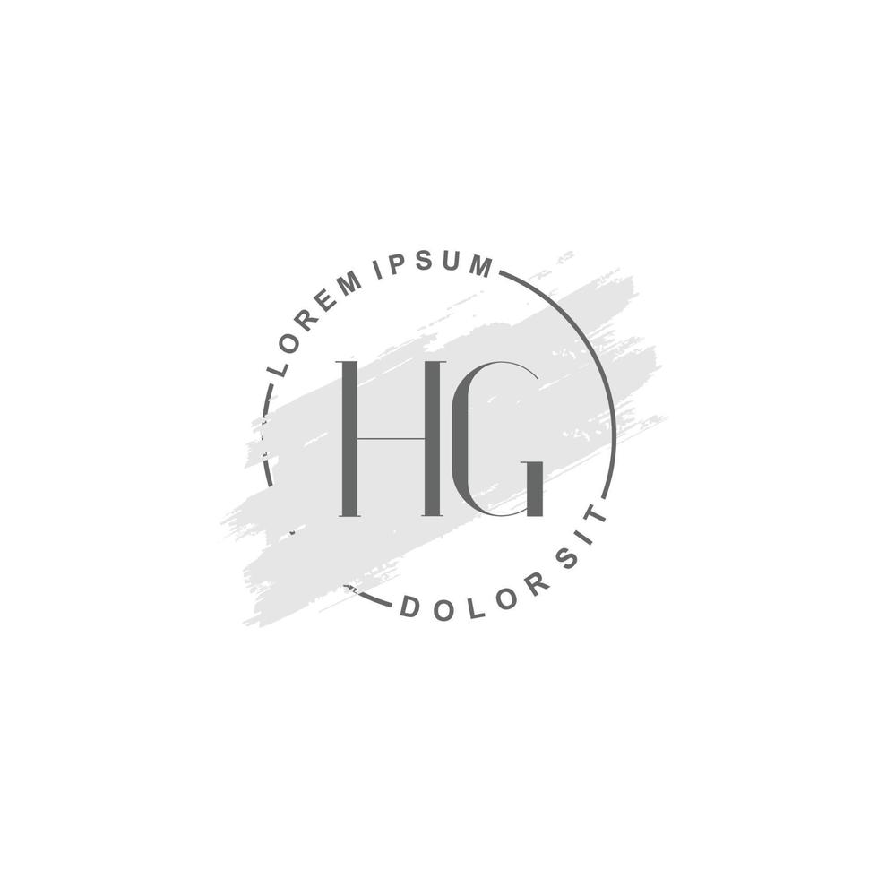 första hg minimalistisk logotyp med borsta, första logotyp för signatur, bröllop, mode, skönhet och salong. vektor