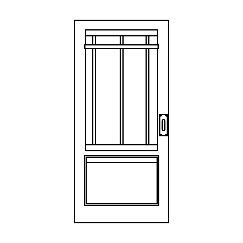 Vektor-Illustration des Türeingangs Hausumriss. tür innen ausgang isoliert weiß und front architektur raumlinie dünn vektor