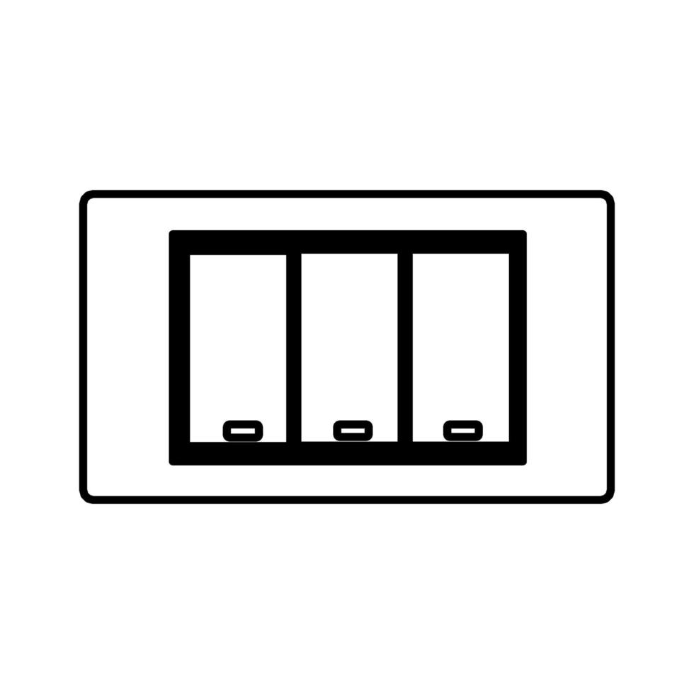 ljus växla vektor illustration elektricitet av kraft ikon översikt. elektrisk knapp energi och teknologi symbol isolerat vit. vägg kontrollera linje och stänga av toggle elektronisk tecknad serie objekt tecken