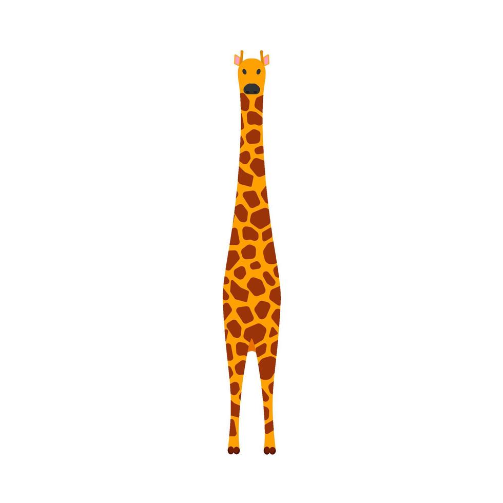 giraff däggdjur vektor ikon främre se. djur- karaktär söt brun safari symbol. afrika gul gräsätande