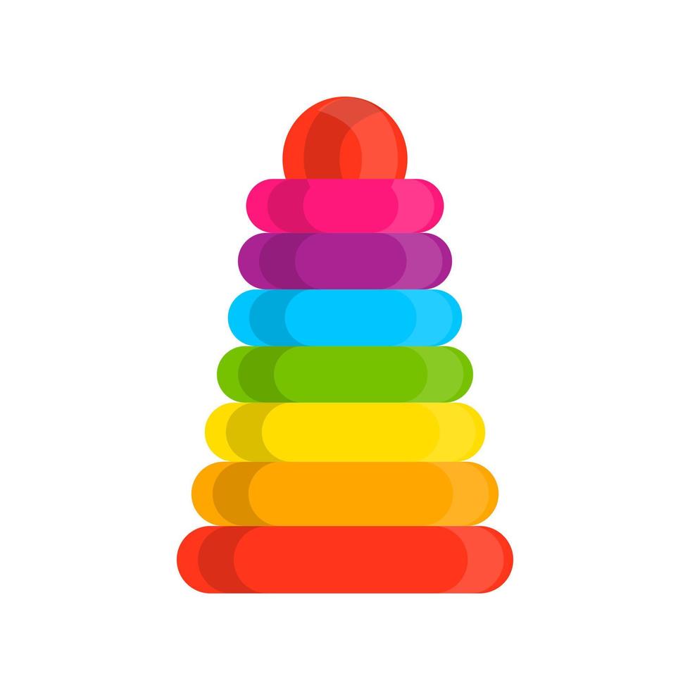 ringa stacker trä- leksak regnbåge pyramid vektor ikon. pedagogisk visuell bebis monterad byggnad torn illustration