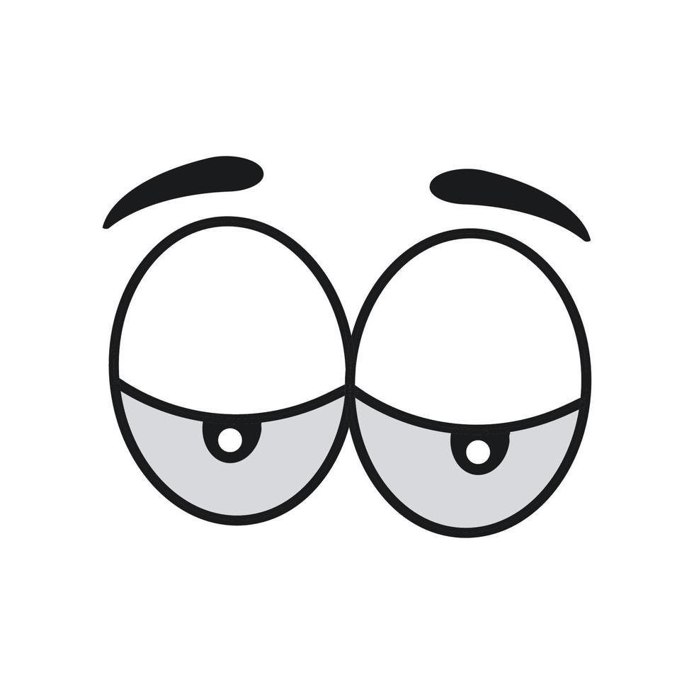 Comic-Augen-Cartoon-Vektor-Illustration Ausdruckszeichen-Symbol. Gesicht Emotion Element Symbol Spaß. süße und fröhliche Augenbrauen-Humor-Look-Person. Augapfel Emoticon aussehende Kunst isoliert weißes und menschliches Zeichen vektor