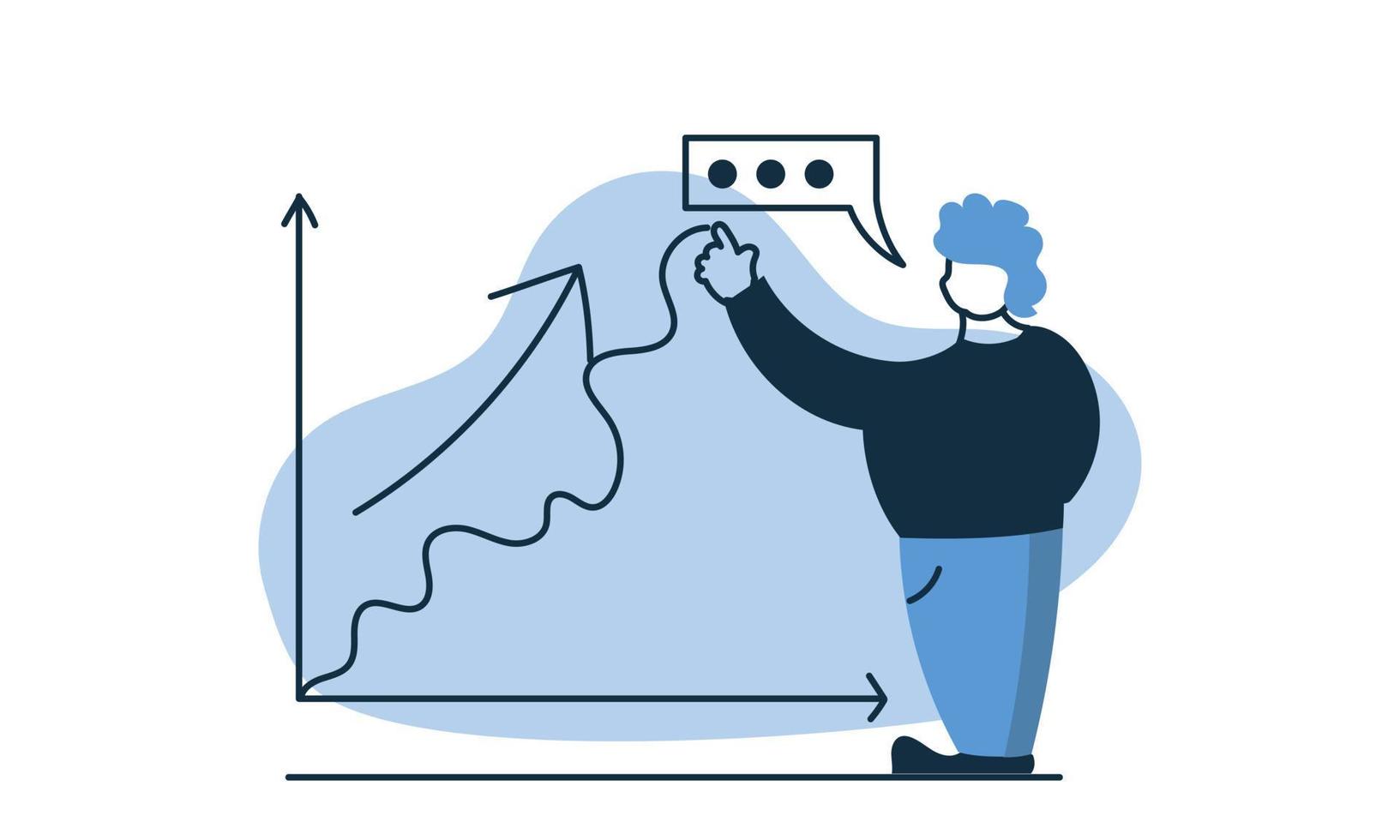 Geschäftsdiagramm und analytische Datumstechnologie. Analyse-Marketing-Diagramm und Strategie-Statistik-Vektor-Illustrationskonzept. Entwicklungsdiagramm und Wachstumsinfografik. Berichte über Finanzen und Suchtrends vektor