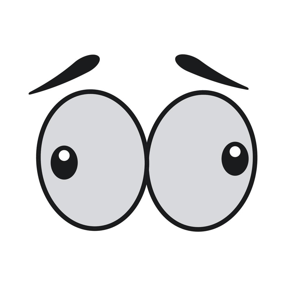 Comic-Augen-Cartoon-Vektor-Illustration Ausdruckszeichen-Symbol. Gesicht Emotion Element Symbol Spaß. süße und fröhliche Augenbrauen-Humor-Look-Person. Augapfel Emoticon aussehende Kunst isoliert weißes und menschliches Zeichen vektor