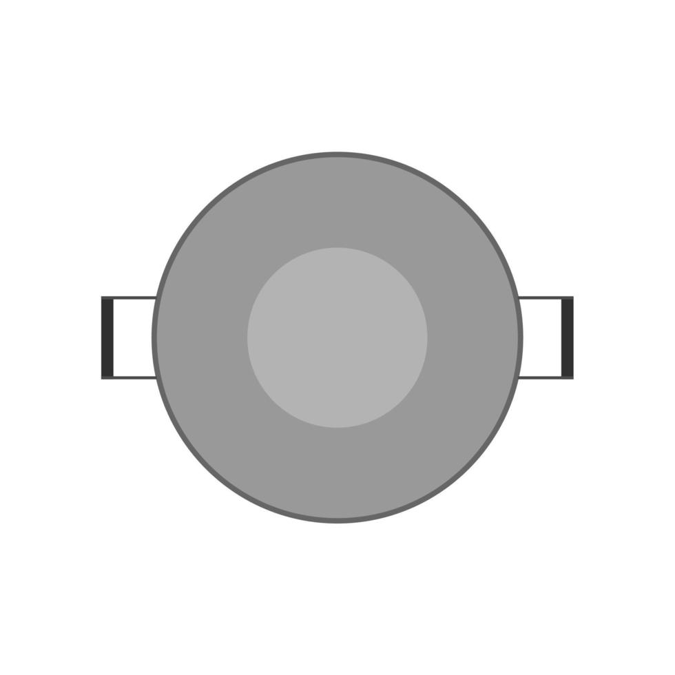 pfanne oben ansicht abendessen küche ausrüstung objekt. Koch flaches Werkzeug rostfreies Vektorsymbol Küchentopfoberteil vektor