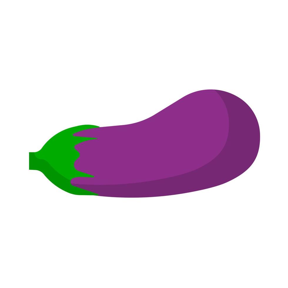 aubergine vegetarisch natur reif zutat violett. Flaches Lebensmittelvektorsymbol isoliert. Gemüsefarm Pflanzenlandwirtschaft vektor