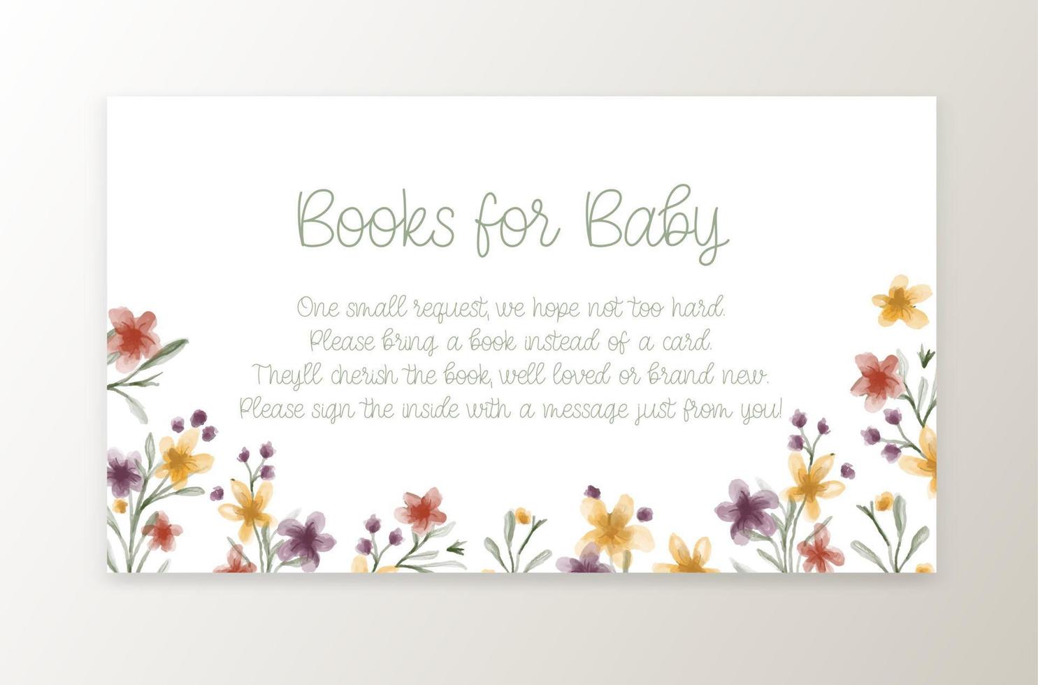 vattenfärg vild blomma böcker för bebis begäran inhägnad kort. vektor