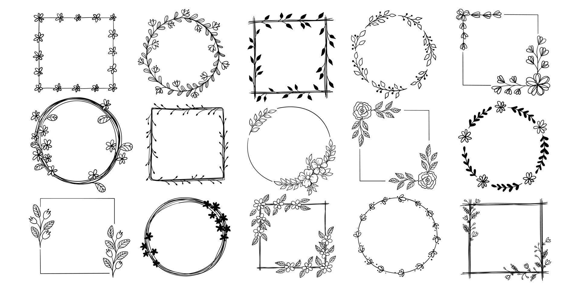 botaniska hörn, prydnad av blommor och blad för dekoration vektor