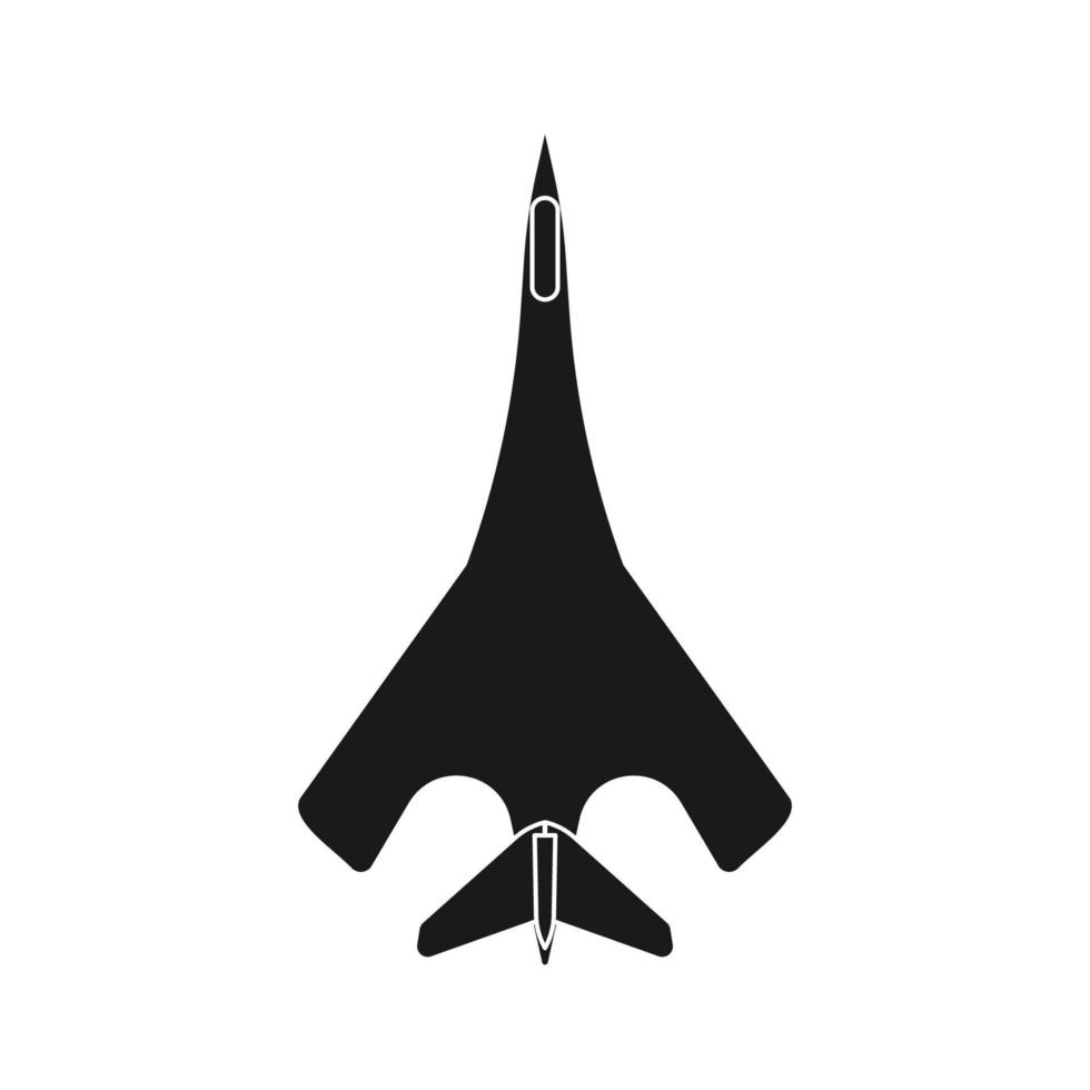 Militärflugzeug Vektor Illustration Symbol solide schwarz. Flugzeugluftfahrt-Symbol isoliert weißer Jet und Kampfluftwaffe