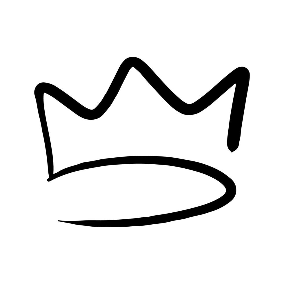 hand dragen krona vektor klotter symbol drottning. lyx skiss konst kunglig ikon kung och majestätisk royalty tiara monark tecken. monark rike linje illustration och isolerat Smycken teckning svart element