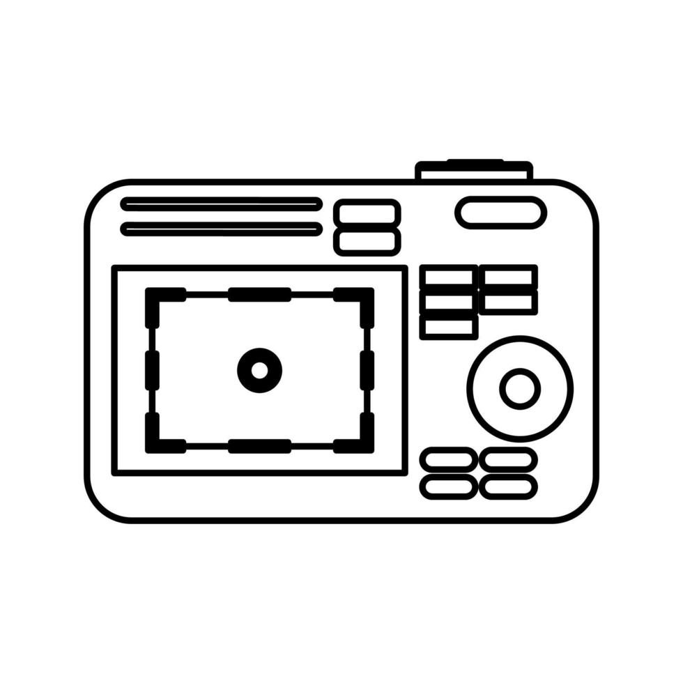 Fotovektorsymbol und Fotosymbol-Illustrationsentwurf. Kamera Filmbild Technologie Linie und Web-Bild Zeichen dünn. fotograf rahmenobjektiv und flache ausrüstung einfaches element. Geräteerfassung vektor