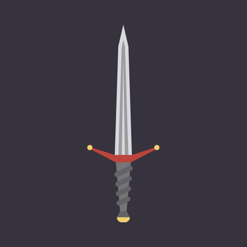 dolk svärd illustration vapen vektor ikon. blad kniv design konst krigare symbol. fantasi medeltida platt slåss tecken