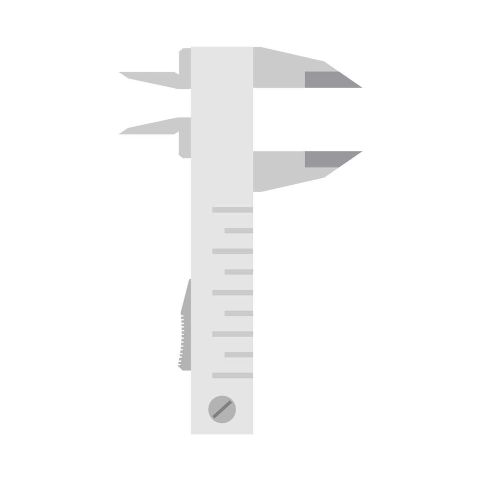 Nonius-Bremssattel-Engineering-Tool-Ausrüstungssymbol. Arbeit Metall Messinstrument Messschieber Skala Vektor Illustration Zeichen. Lineal Meter isoliertes weißes Werkzeug. Symbol für Industriegeräteingenieur