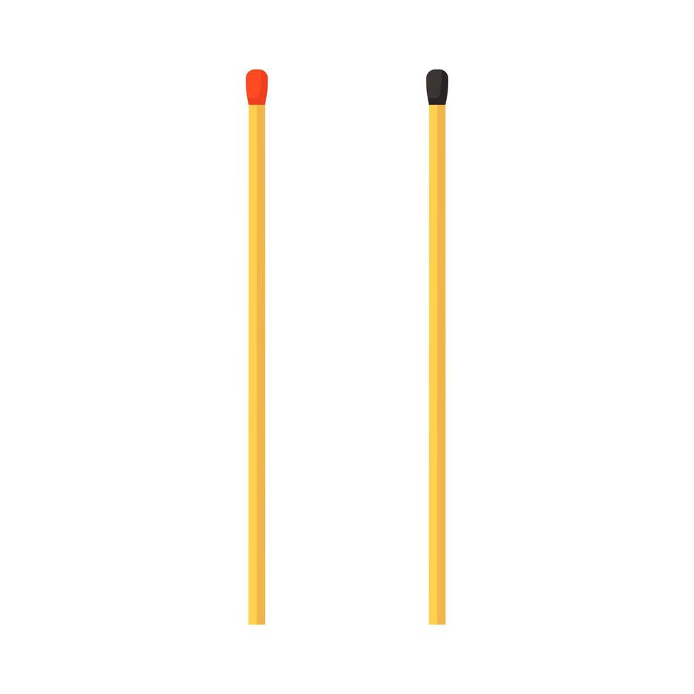 tändstickor symbol enkel röd och svart vektor ikon ljus konst silhuett trä bränna. bål platt matchstick belyst fara