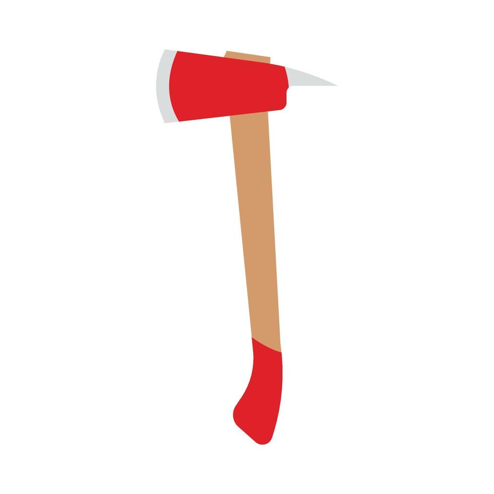brand röd yxa verktyg isolerat vit vektor ikon brandman. trä- flamma element silhuett.