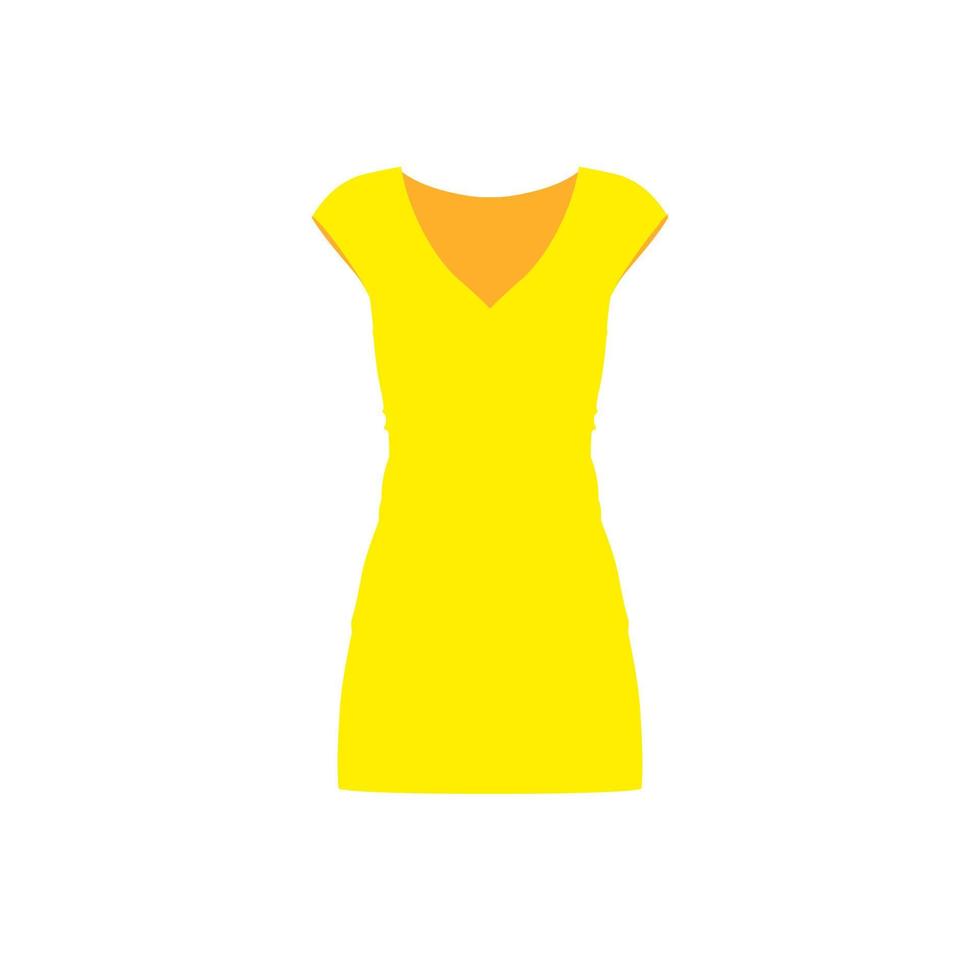 Kleid gelb Frau Mode Person Eleganz Modell Vektor-Symbol. modisches, lässiges, elegantes Damenkörperzeichen vektor