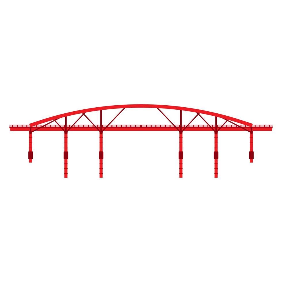 rote brücke vektorsymbol illustration architektur seitenansicht isoliert. gebäude stadt straße bogen fluss. Aufhängung Stadtkreuzungsstruktur Autobahn vektor