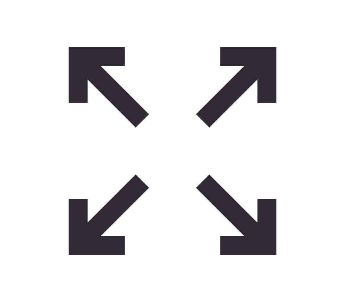 Skalierungssymbol und Größenpfeilsymbol einfacher Umriss linearer Vektor. vektor
