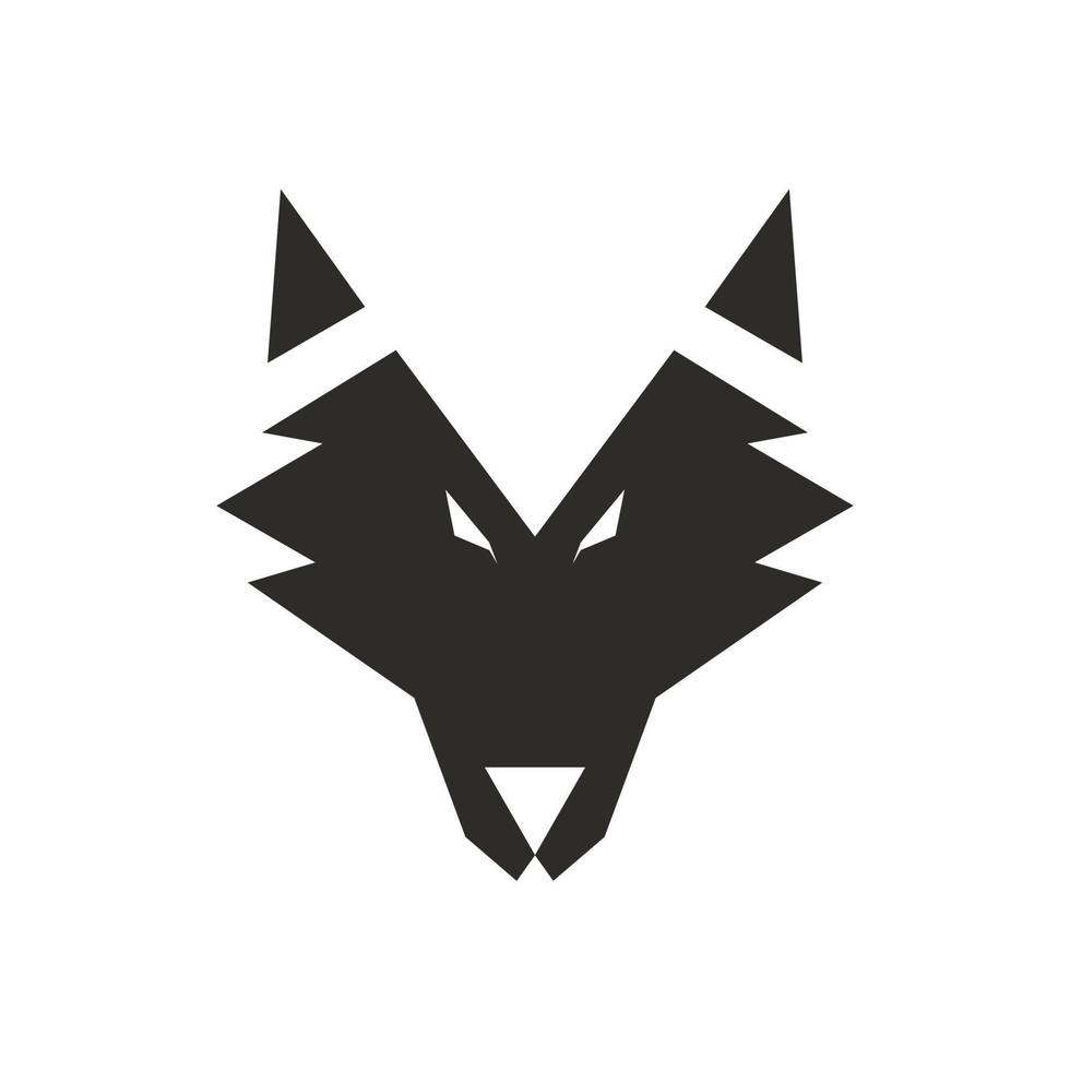 Wolf Gesicht Tier Vektor Illustration Kopf. Wildhund-Symbol und Raubtier-Maskottchen-Symbol. abstraktes säugetierwildjägeremblem und kojotenaugenzeichen. silhouette tätowierungslogo und schwarze kunst isoliert