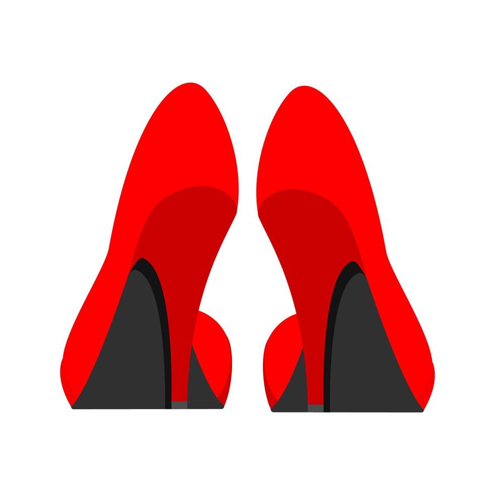 high heel rote schöne fußschuhe tragen. feminine, trendige Modeaccessoires mit flacher Rückansicht. Liebe sexy langes Modell Vektorsymbol vektor