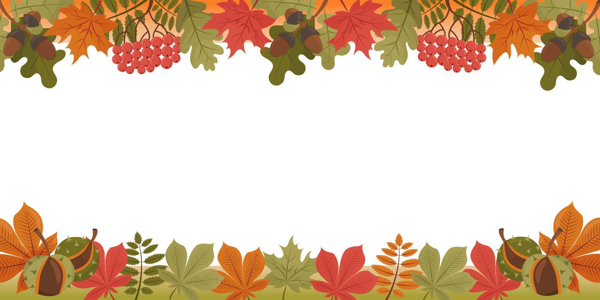 Herbstlaubrahmen für Text. Vektor-Illustration der herbstlichen Elemente auf weißem Hintergrund. vektor