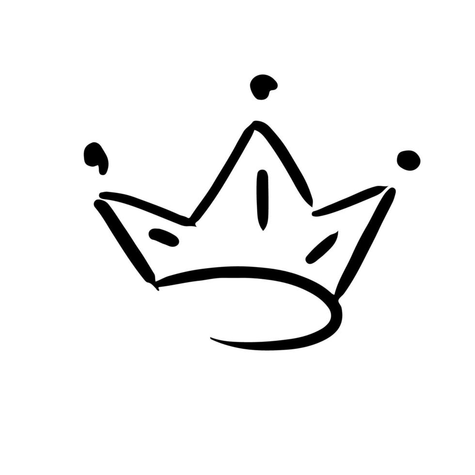 hand dragen krona vektor klotter symbol drottning. lyx skiss konst kunglig ikon kung och majestätisk royalty tiara monark tecken. monark rike linje illustration och isolerat Smycken teckning svart element