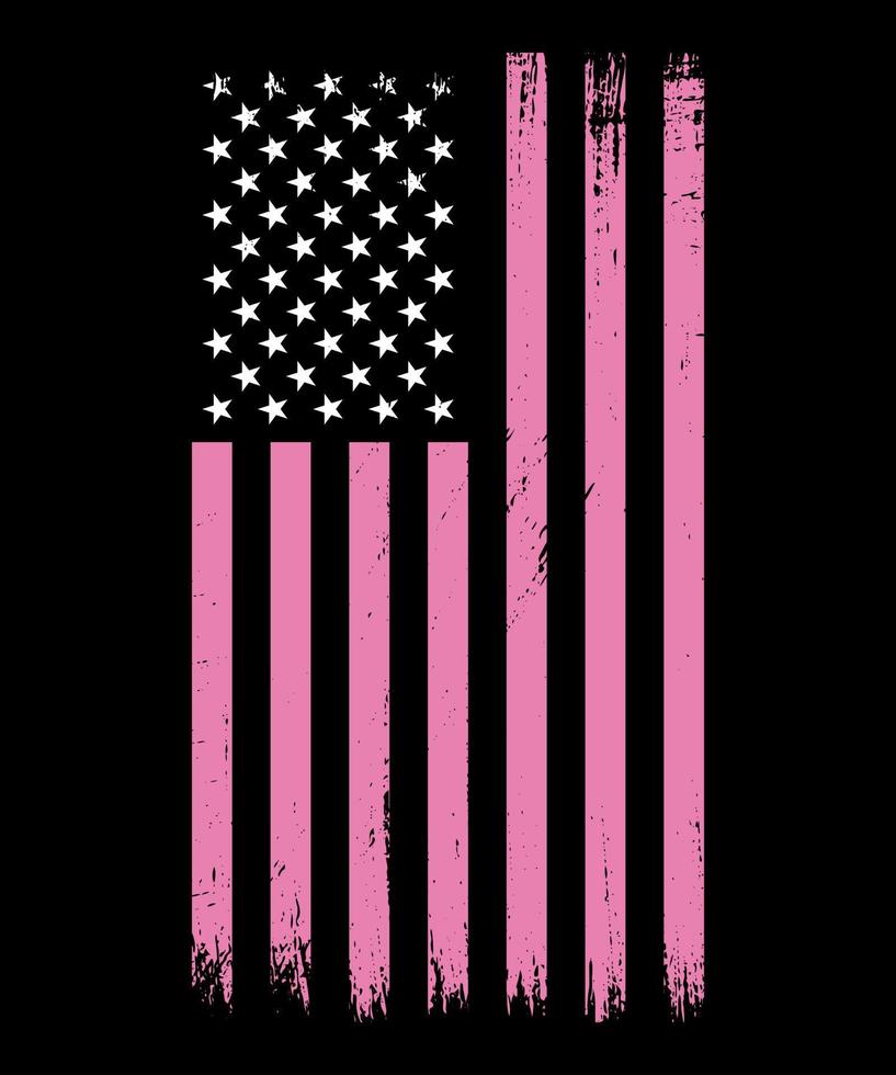 amerikanische Grunge-Flagge, amerikanische notleidende Flagge, rosafarbene amerikanische Flagge, kostenlose Vektorvorlage für Brustkrebsbewusstseinsflagge vektor